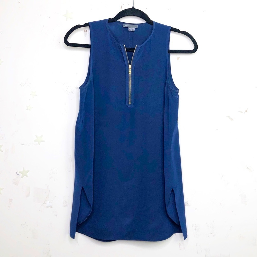 Vince Navy Blue Silk Blouse